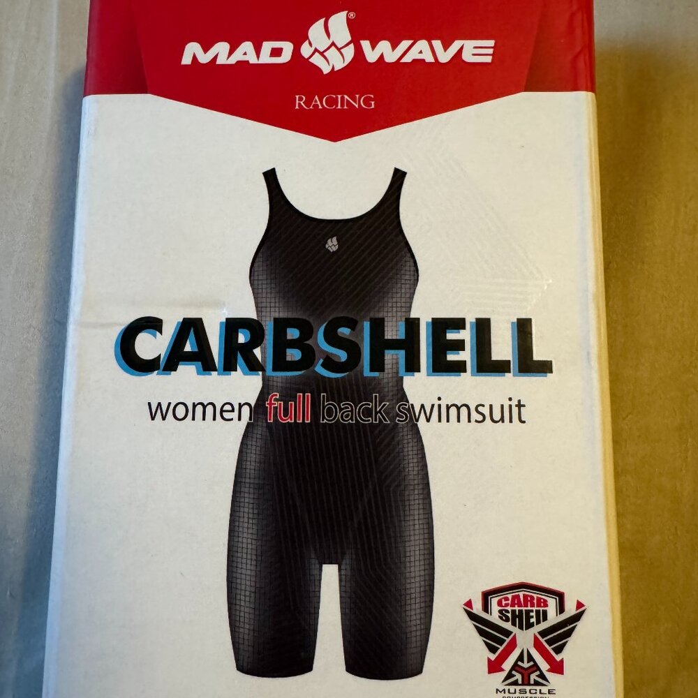 BNWT Madwave Racing Carbshell Womens Full Back competition swimsuit, XXS, Black